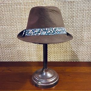 NWOT Brown Cotton Floral Band Fedora